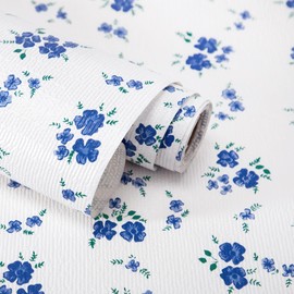 RAY STAR 12 Inch x 10 Ft Shelf Liner for Kitchen Cabinets, Non-Adhesive Cabinet Liner Washable, Drawer Liner for Dresser Non-Slip Bathroom [Blue Cream Floral]