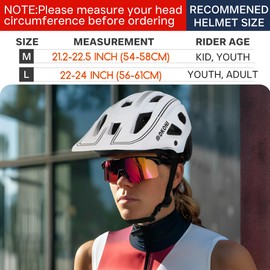 DKONI Bike Helmet for Youth Adults Men Women, Ages 8 and Up- Lightweight, Adjustable Fit 54-61cm, Removable Visor & Liners, 17 Large Air Vents (Large, White/Black)