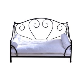 BabyLand Summer Metal Frame Pet Bed, Animal Lounge Detachable Bed with Velvet Mattress