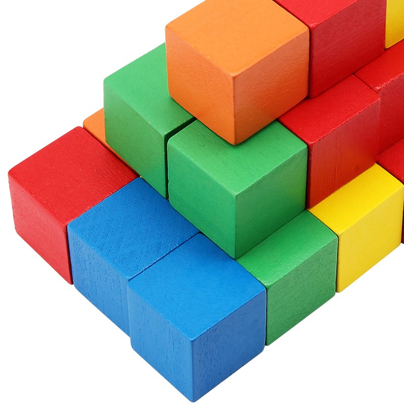 MUKLEI 400 PCS Wooden Blocks, Colorful Cube Blocks 0.8 Inch
