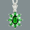 RIZILIA Oval Simulated Green Emerald 18K White Gold Plated Flower