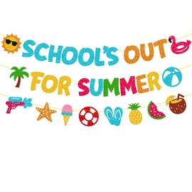 School’s Out for Summer Banner End of School Hello Summer Party Decorations for Kids Boy Girl Celebrate Last Day of School Summer Holidays Party Supplies