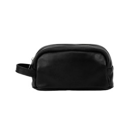SAN PIEL | Neceser Victor en Piel Hombre Color Negro | Bolsa Aseo Compacta y Elegante | Organizador Viaje con Asa Lateral y Cierre Metálico | Accesorio Premium Cuidado Personal Masculino