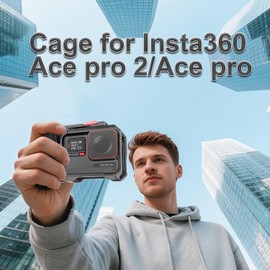 Street Photography Grip Kit Compatible with Insta360 Ace Pro2/Ace Pro Xplorer Handle Kit Aluminium Protection Cage Frame with Cold Shoe for Video Light Microphone Rabbit Cage Travel Vlogging