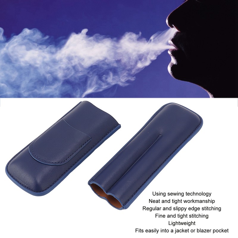 Cigar Case Elegant Vintage Hand Crafted Slim Portable 2 Fingers