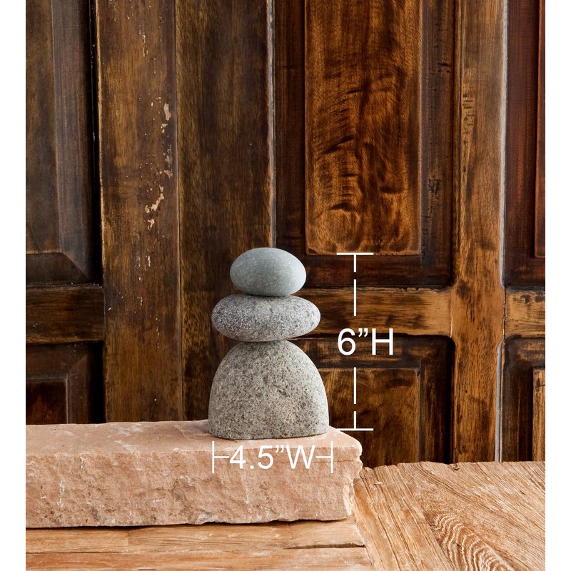 Natural River (Triple) Stone Rock Cairn Sculpture - Stacked Stone