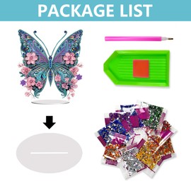 Eiflow Tabletop Special Diamond Art Kit Butterfly, 9.0x9.8inch Stand Up Diamonds Painting Kit for Adults, DIY Diamond Desk Placement Ornament, Box Package