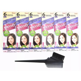Beauty Headquarters Bigen Speedy Condition Color #6 Medium Brown Pack of 6 with Tint brush