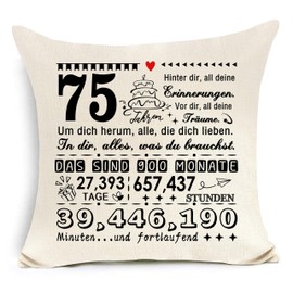 75th Birthday Pillow Cover for 75 Year Old Mom Dad Wife Husband Grandma Grandfather Godfather Godfather Teacher Professor 75th Birthday Gift Inspirational Gift