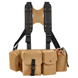 Kalofaye Camera Strap Chest Pack Waterproof Multifunctional Camera Bag Vest Waist Pack Adjustable Strap Suitable for Storing DSLR Camera Body Lens Smartphone Water Bottle(Khaki)