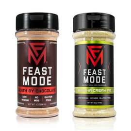 Feast Mode Flavors | Chocolate Banana Pack | 2 count | 5oz seasonings | Death By Chocolate | Banana Cream Pie | meal prep seasoning, low sodium, no msg, gluten free, low calorie, no artificial fillers, healthy flavoring