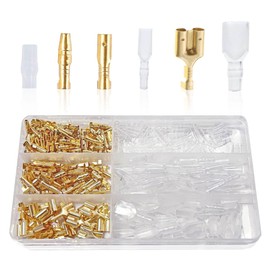 SMILFUY 320PCS Bullet Connectors Kit, 3.9mm 3.5mm Male & Female Brass Bullet Wire Connectors with Insulation Sleeve, Automotive Motorcycle Electrical Connector Set