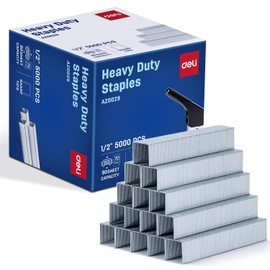 Deli Staples, Heavy Duty Staples for Desktop Staplers, 1/2'' Length, 90 Sheet Capacity, 100/Strip, 5000/Box