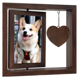 Rotating Floating Wedding Photo Frame – Rustic Wood Picture Frame for Bride and Groom – Wedding Gifts for Couples – Display Two 4x6 Inch Photos – Romantic Newlywed Keepsake Decoration