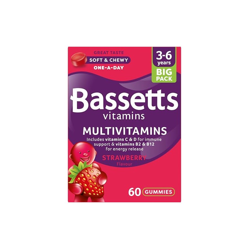 Bassetts Vitamins 3-6 Years Strawberry Flavour Multivitamins 60 Gummies