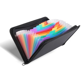 Receipt Coupon Organiser,Document Organizer,Folder Organiser,13 Pockets Expanding File Folder with Double Zipper Closure,for Receipts/invoices/Coupons/Checks/Bills/Tax Receipts/Tickets(Black)