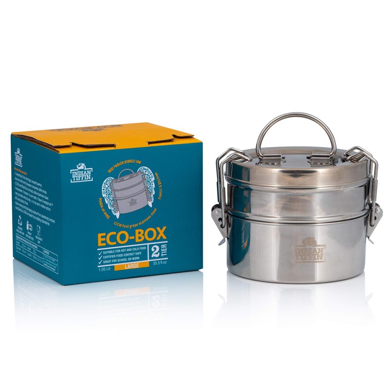 Indian-Tiffin 2 Tier Stainless Steel Large Tiffin Lunch Box