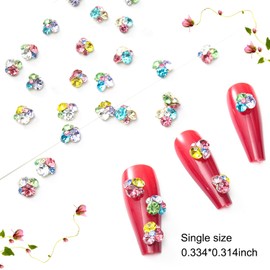 JERCLITY 25 Pieces 3D Candy Color Mini Stacked Diamonds for Nail Art Colorful Rhinestone Nail Art Charms Nail Art Shiny Gems Accessories for Women