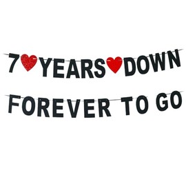 7 Years Down Forever To Go banner-cheers to 7 Years Anniversary Sign, Happy 7th Marriage Anniversary Party Decoration