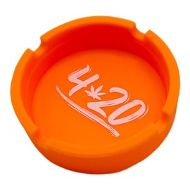 Merch Haven 420 round design ashtray, small unique ashtray (Orange)