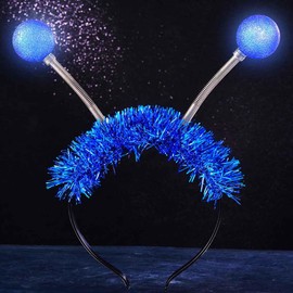 DRESBE Light Up Alien Headband LED Space Headbands Glow Antenna Hair Accessories for Women (Blue)