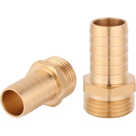 2 Piezas Adaptador Manguera Jardín Latón, 3/4" Barb x 3/4" GHT Rosca Macho Conector Alta Presión Manguera Acople para Sistema Riego Exterior