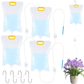 Vylyciy Pack of 5 3.5 L Plant Watering Drip Irrigation Bags, Automatic Watering System, Automatic Watering Set with Adjustable Flow Valve Switch for Plant Watering
