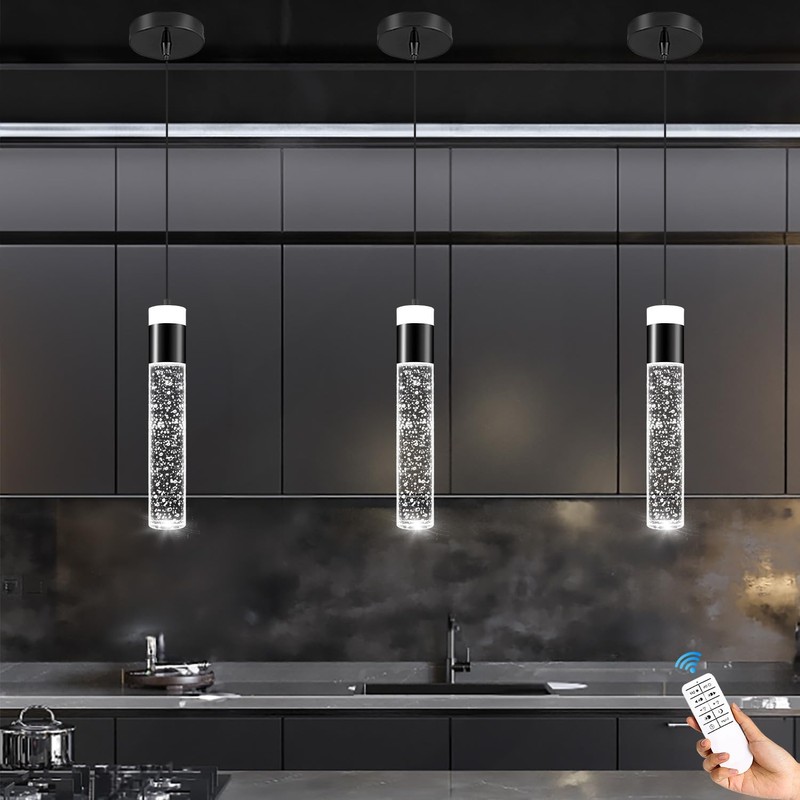 IDEQUY Modern Mini Crystal Pendant Light for Kitchen Island Bedroom