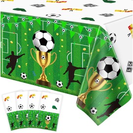 4 Pack Soccer Party Tablecloth Soccer Birthday Decorations Soccer Party Table Covers Soccer Table Cloth Sports Themed Birthday Party Decorations for Soccer Themed Party Supply 51 x 86 Inch
