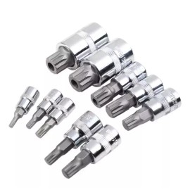 Unbranded 10 Pieces Bit Socket Set XZN 12 Point Triple Square Spline Tamper Proof Bits Set