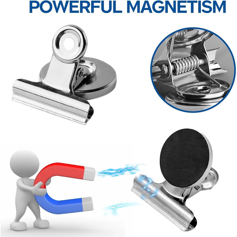 6 Pcs Magnetic Clips,Fridge Magnets,Silver Scratch-Resistant Magnetic Clip,Powerful Whiteboard Magnets