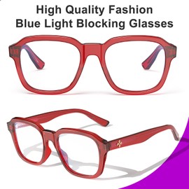 VISOONE Oversized Square Blue Light Blocking Glasses Fashion Computer Eyewear for Women and Men BENNETT