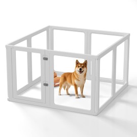 Citylife Clear Acrylic Plastic Dog Playpen Indoor,for Puppy Cat Rabbit Ferret Transparent Pet Pen,Easy Assemble Whelping Crate Kennel Cage Enclosure for Small & Medium Dogs 8 Panels