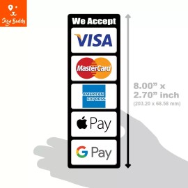 allWEATHER We Accept Credit Card Visa Master AE Apple Pay Google Pay POS Vinyl Stickers