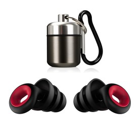 Motorcycle Ear Plugs, Earplugs for Wind Noise Reduction, 26db Advanced Filter Technology Ear Protection with Aluminium Case and Clip, for Motorbike, Highway Riding, Touring (Black&red, Medium)