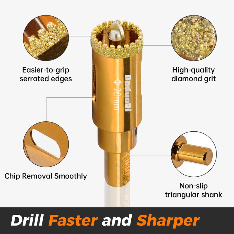 DaduoRi 3 1/2" Serrated Diamond Hole Saw with 2Pcs Removable