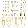 Kakonia 29Pcs 14K Gold Plated Studs Earrings and Hoops Set