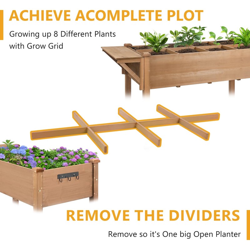ketive Raised Garden Bed with Lockable Wheels Mobile Elevated Wood