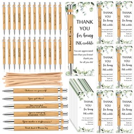 Yeaqee 36 Sets Employee Appreciation Gifts Bulk Thank You Gift Office Bamboo Pen with Inspirational Cards for Team Coworker Teacher Volunteer Nurse (Believe in Yourself)