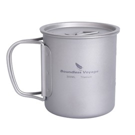 Boundless Voyage Outdoor 750 ml 800 ml 1100 ml 1300 ml Titanium Pot with Lid Folding Bail Handle Camping Hiking Picnic Ultralight Portable Water Bottle Cup Cup Spork Set (300 ml)