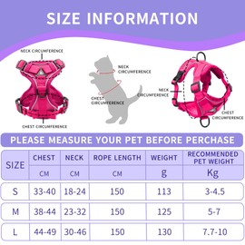 Tikxlafe Cat Harness with Leash, 150 cm, Cat Leash with Harness, Polyester, Adjustable Cat Leash Set, Escape Proof for Kittens (Pink, S)