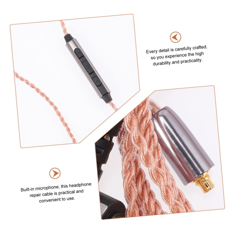 OSALADI Earphone Replacement Cable Soft and Core Wire Mic for
