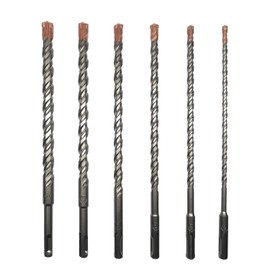 CAVATINY 6-Piece SDS Plus Drill Bit Set - SDS Hammer Drill Bit for Concrete, Brick, Cement, Stone with 4 Cutting Edges - 6 Pieces 6 8 10 12 14 16 x 210 mm - SDS Plus Shank Suitable for Hammer Drills