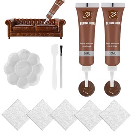 JCOTCL 2 Piece Leather Repair Set, Leather Repair Cream, 40 ml Liquid Leather Brown, 2025 Improved Advanced Leather Repair Gel, for Car Leather Steering Wheel Sofa Belt Faux Leather Scratches Cracks