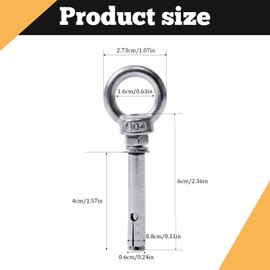 4PCS M6 x 60 mm Expansion Eye Bolts, 304 Stainless Steel Lifting Eye Bolts Wall Eye Expansion Anchor Bolts with Ring Masonry Concrete Screws for Living Lifting, Various Engineering Lifting Equipment