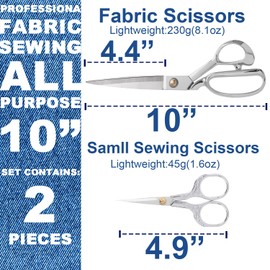 10 Inch Sewing Scissors For Fabric Cutting,Zinc Alloy Handle,Sharp Stainless Steel Blades,Fabric Scissors For Dressmakers Craft Decorate(GOLD)