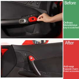 Car Door Switch Cover Trim Compatible with Chevy Corvette C6 2005-2013, Interior Door Release Bezel Switch Button Trim Accessories (Sports red)