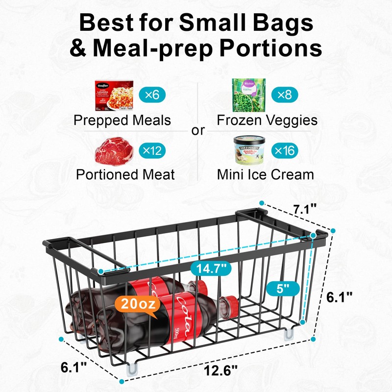 iSPECLE Chest Freezer Organizer Bins - 5 Pack Small Stackable