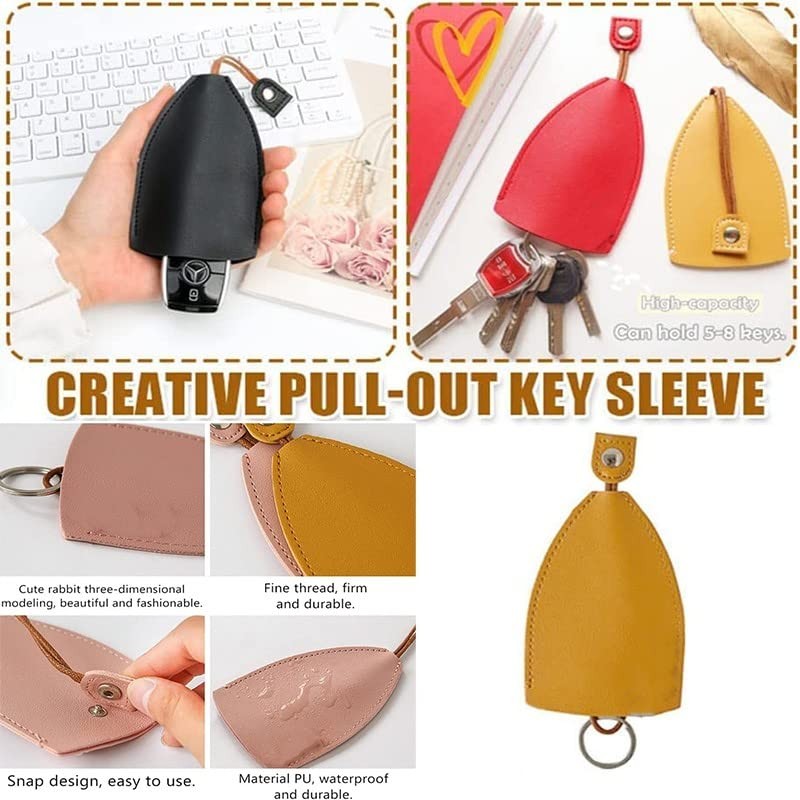 Elegant PU Leather Key Organizer Pouch - Pull Strap Key