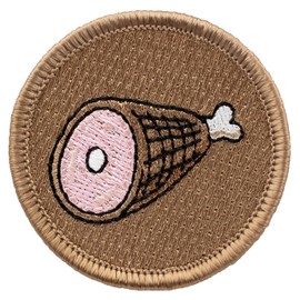 Ham Bone Patrol Patch - 2" Diameter Round Embroidered Patch (Hook & Loop Fastener)